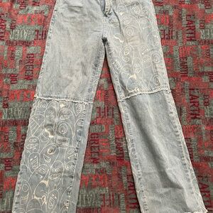 SHEIN Wide Leg Jeans with Abstract Print
